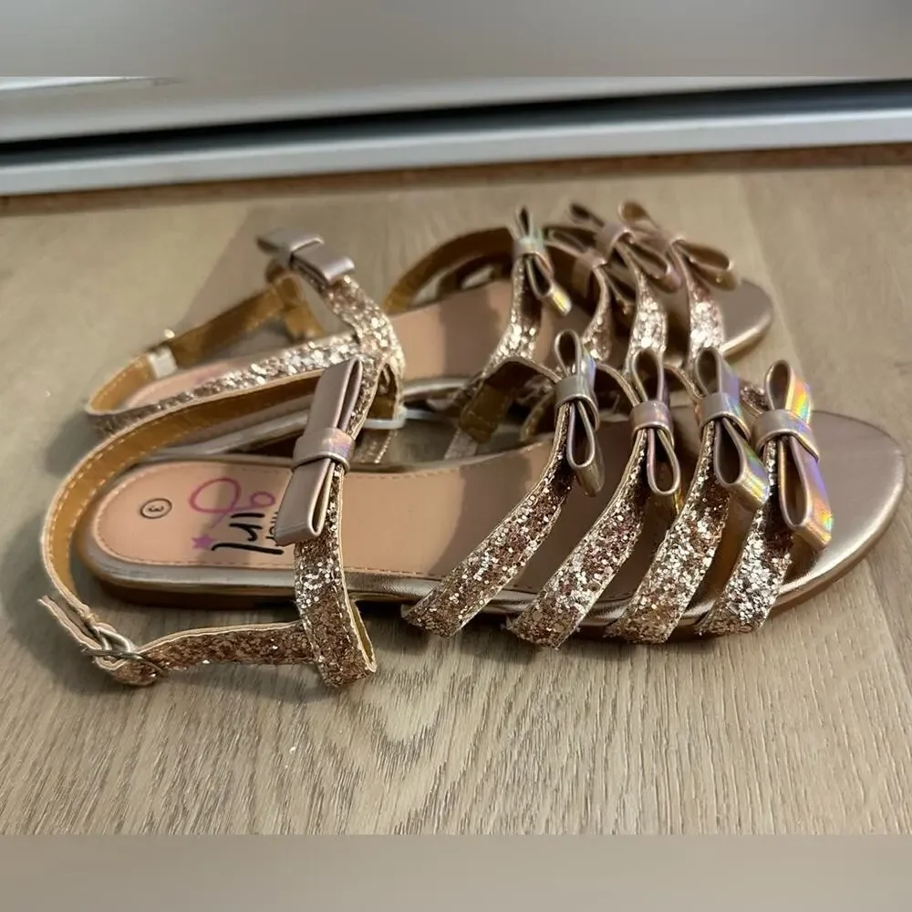 NWOT Olivia Miller Little Girls Size 3 Slingback Sandals in Rose Gold Glitter